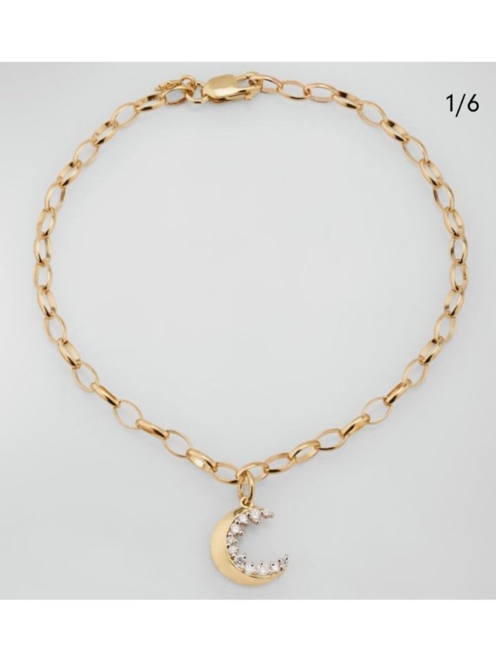 Sydney Evan 14kt Gold Small Cocktail Crescent Moon Charm Bracelet